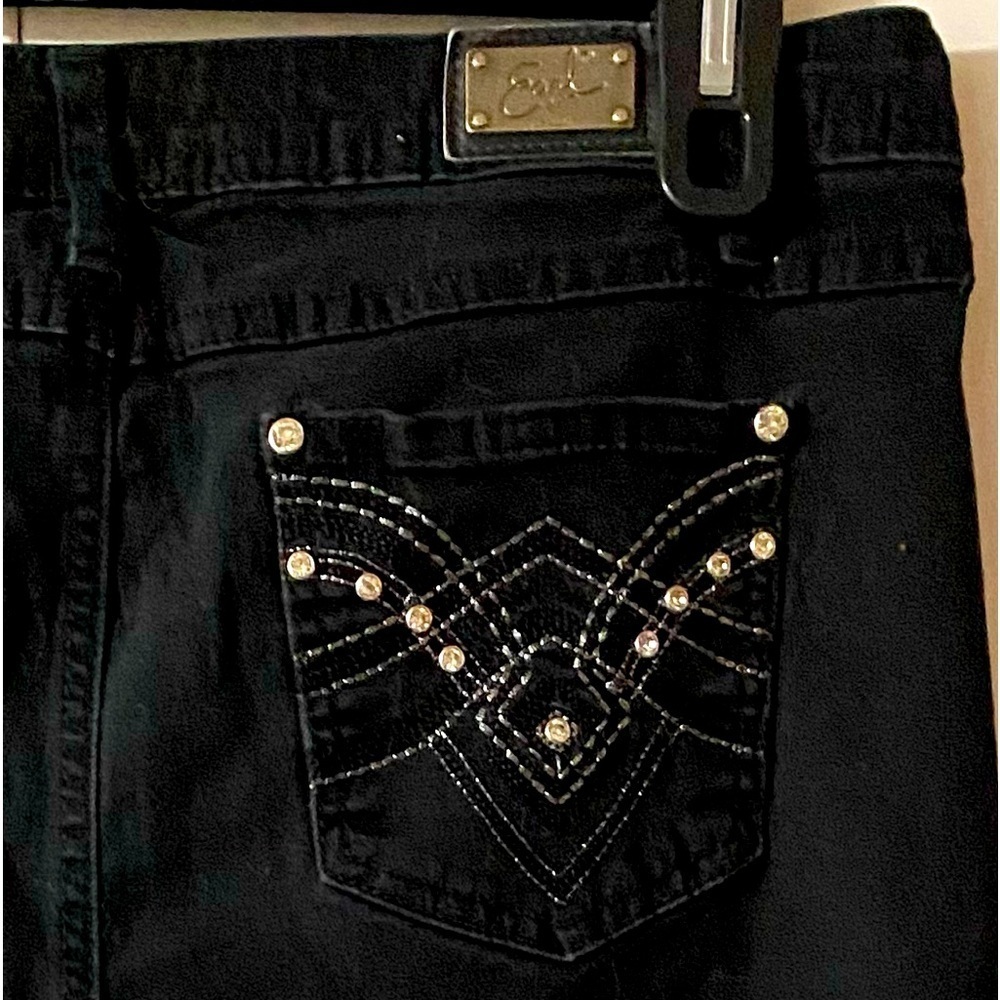 Earl Jeans Denim, Crop, Rhinestones, Embellished, Embroidery, Metallic, Sz 12 - Picture 9 of 12